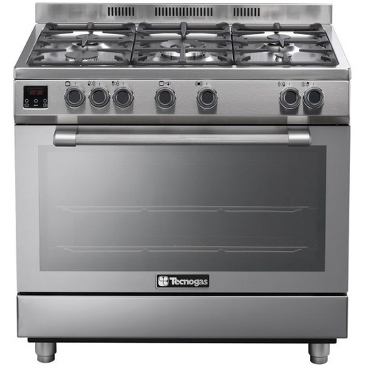 [mTcngN2X96G5VC] Tecnogas Gas Cooker 5Burners 125Liter 2Fan Full Safety 60x90cm Digital Timer