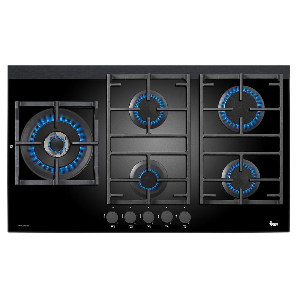 TEKA Gas On Glass Hob 90cm 5 Gas Burners Triple Ring Burner Frameless Newton Stores