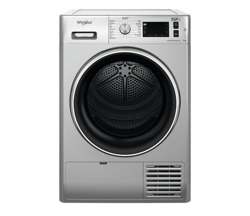 [mWrplFFTD9X3SKEX] Whirlpool Condenser Dryer With Heat Pump 9kg A+++ Silver FreshCare (NEW)