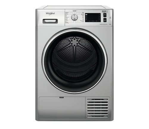 [mWrplFFTD9X3SKEX] Whirlpool Condenser Dryer With Heat Pump 9kg A+++ Silver