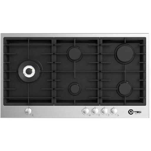 [mATec7010] A-Tec hob 5 burner 90cm ffd front knobs stainless steel/black flush