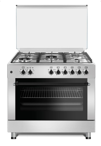 [mCntCGC963FFCIX] Conti Gas Cooker 90cm Cast-Iron with 2 Fan & Triple Glass -Stainless Steel