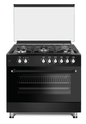 [mCntCGC964] Conti Gas Cooker 90cm Cast-Iron with 2 Fan & Triple Glass - BLACK (NEW)