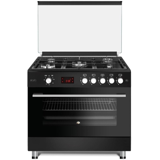[mCntCGC964FFCBK] Conti Gas Cooker 90cm Cast-Iron with 2 Fan & Triple Glass - Black