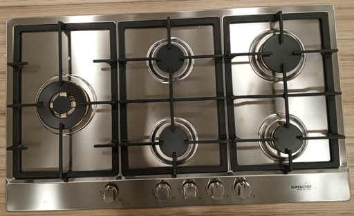 [mSprcCTSFSbbW95X] SuperChef Hob 90cm 5 Brass Burners Full Safety (NEW)