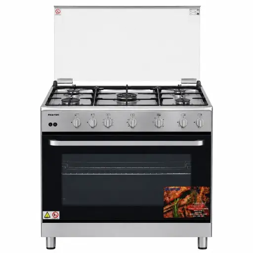 [6F9030g] Gas Cooker 90cm with 2Fans 130Liters Cast Iron - Stainless Steel