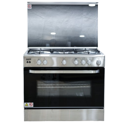 [6F9030g] Newton Gas Cooker 90cm with 2Fans 130Liters Cast Iron - Stainless Steel