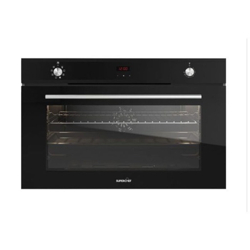[mSprcGGTDF912BG] SuperChef Built-in Gas Oven 90cm 120Liters XXL Digital 2Fans - Black