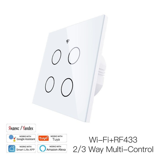 [htMSWRSEU4WHMS] MOES Tuya Smart Switch WiFi+RF 4 Gang Switch- White