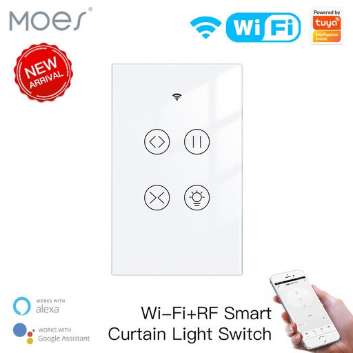 [htMSWRSUSCLWHMS] MOES Smart Curtain Switch 
US - White (WRS-USCL-WH-MS) WiFi+RF 