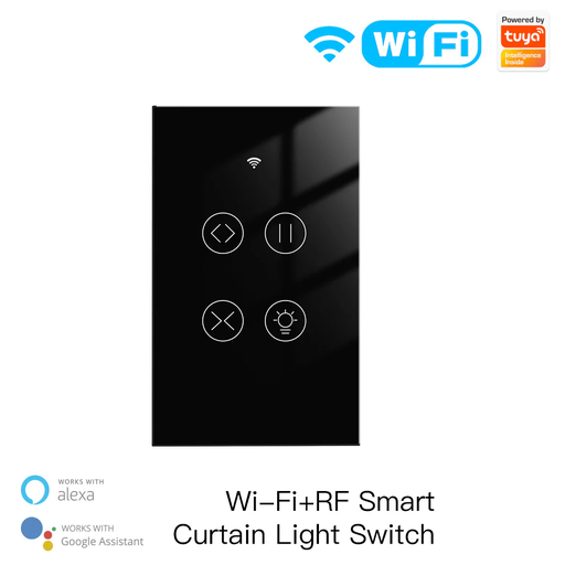 [mMsWRSUSCLBKMS] MOES Tuya Smart Curtain Light Switch WiFi+RF Curtain Light Switch - Black